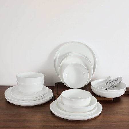 TABLE 12 16-Piece Natural White Coupe Dinnerware Set, Service for 4 TD16Y40W